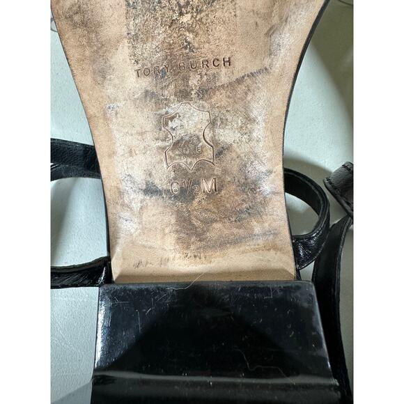 Tory Burch Block T Heel Strappy Sandals size 6.5 Black - Picture 8 of 8